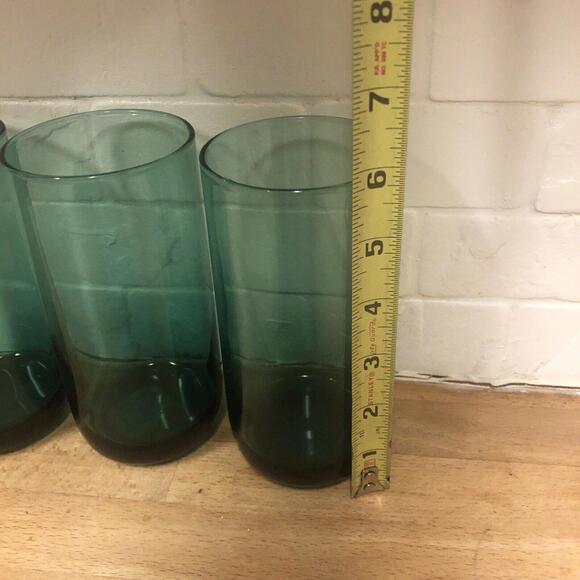 3 Metropolitan Libbey Juniper Emerald Green 18oz Water Tea 4 Glass Tumblers Vtg - Picture 5 of 6